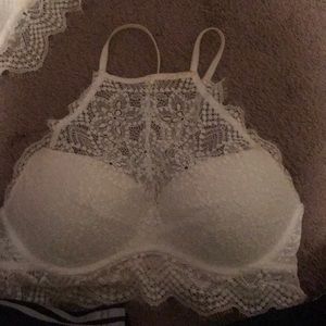 WHITE HIGH NECK VICTORIAS SECRET PINK  BRA